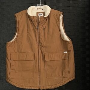 Lee Workwear Vest Mens SZ XL Brown Premium Tobacco Sherpa‎ Lined Durable Canvas